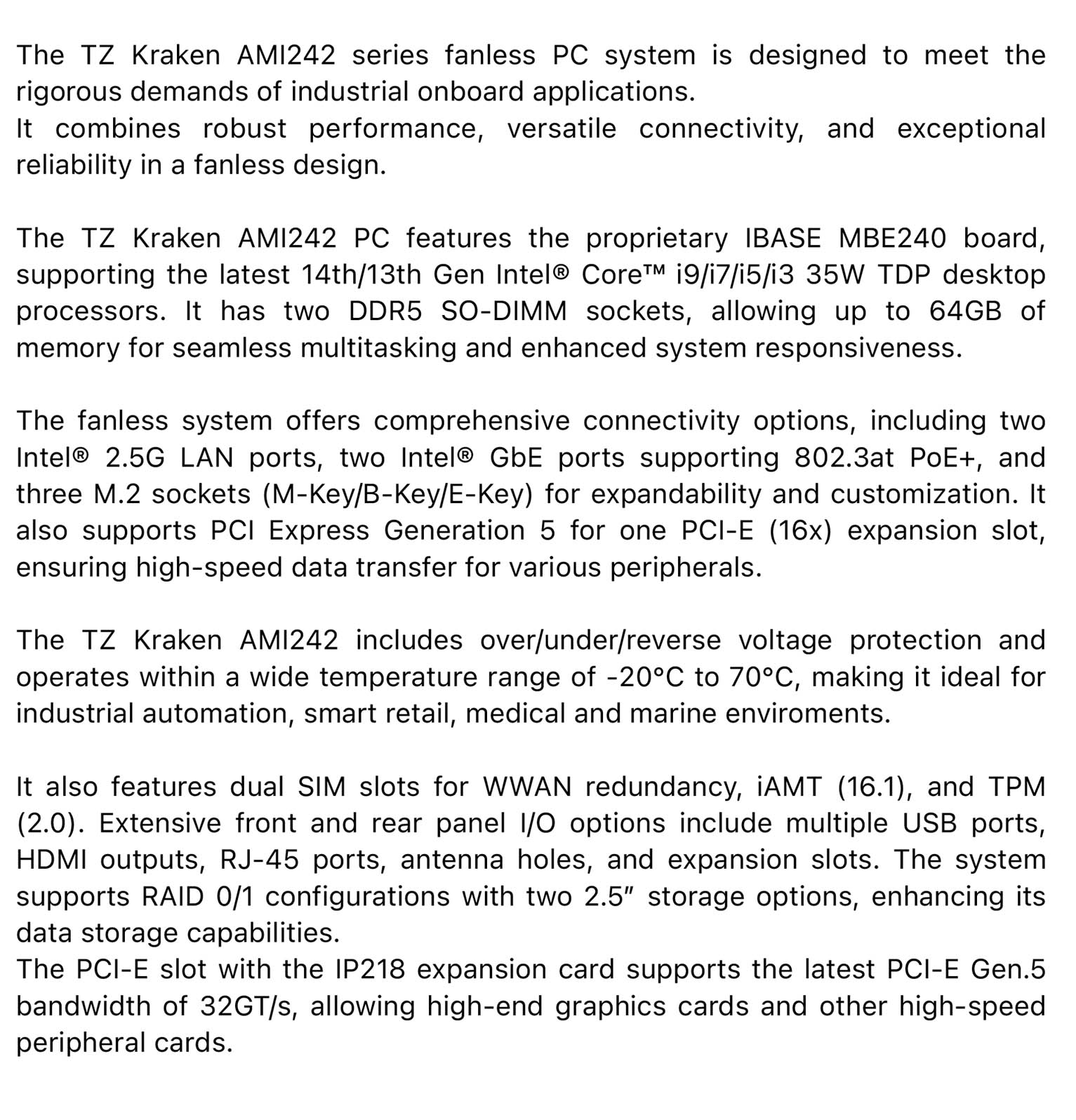 TZ Kraken Info Sheet