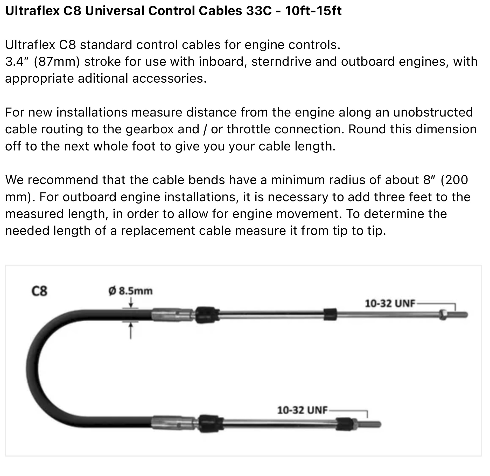 Ultraflex C8 Control Cable