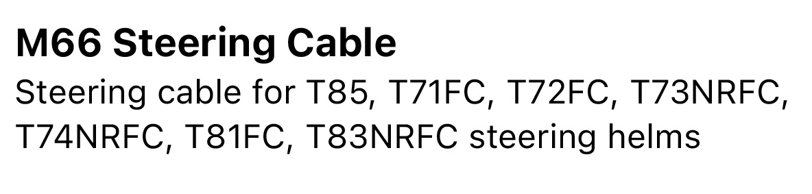 Boat Steering Cable